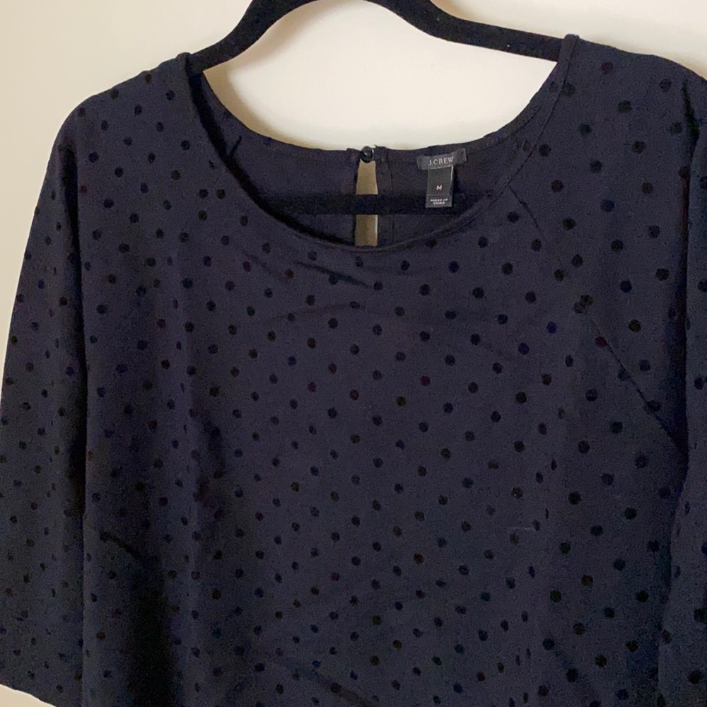 JCrew Swiss dot 3/4 sleeve top